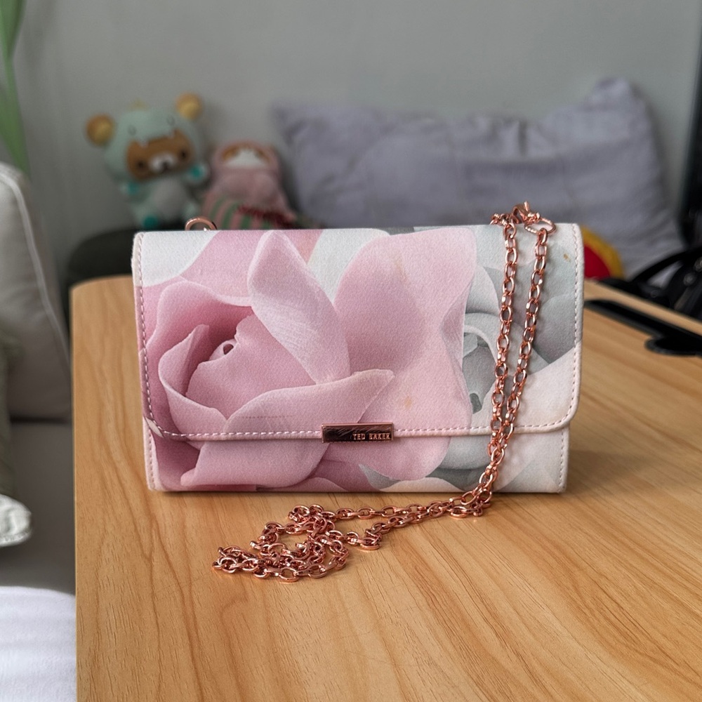 Ted Baker Rose Print Clutch with Chain